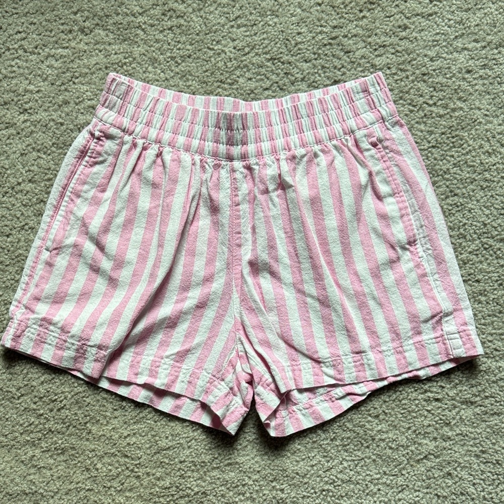 Old Navy Pink and White Striped Linen Shorts